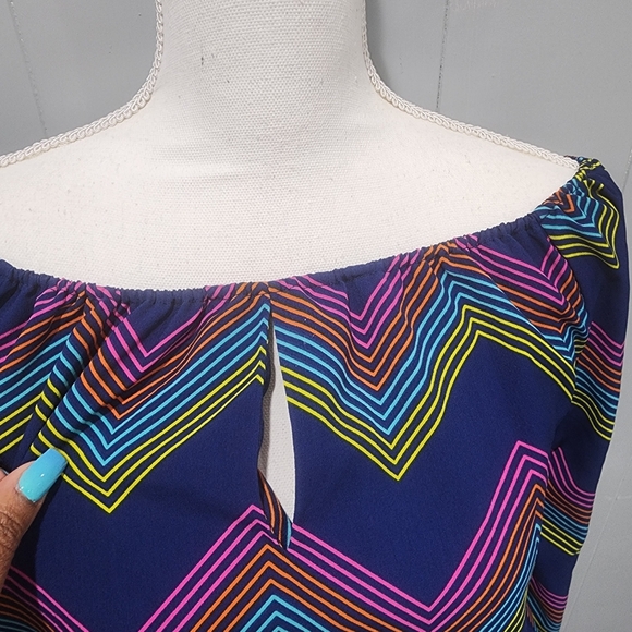 Macbeth Collection rainbow top navy, Size XSmall - Picture 2 of 7